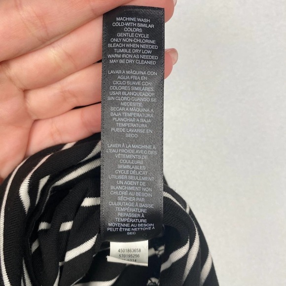 White House Black Market‎ Women's Sz S cold Shoulder Stipe Knit Shift Mini Dress - Picture 7 of 8